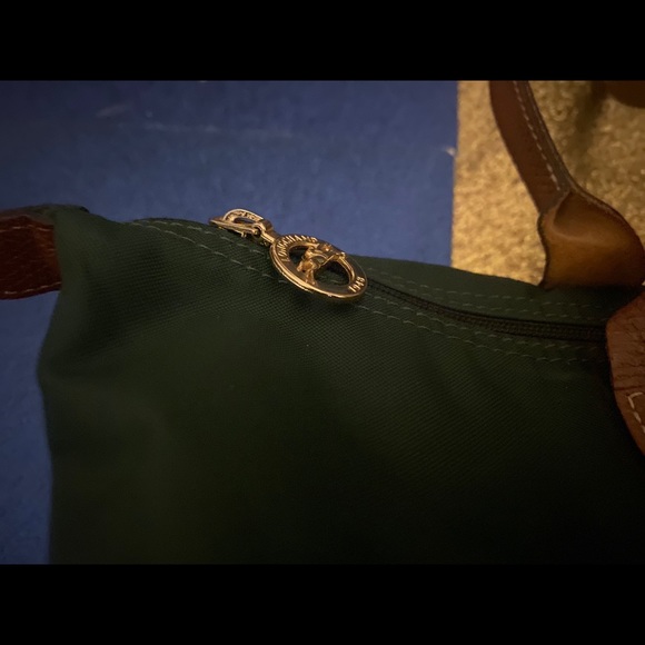 LONGCHAMP FOREST GREEN Tote GORG RARE πED FLAWED - Picture 9 of 16